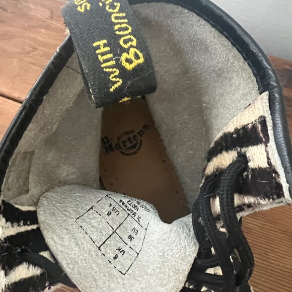 Doc Dr. Martens Zebra Print Pony Hair-on real fur leather boots rare unisex - Picture 7 of 11